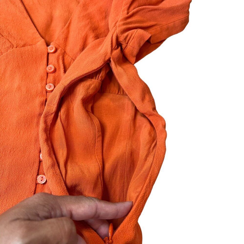 Aritzia Sunday Best Button Down Mini Dress Women Sz 4 Red Orange Short Sleeve - Picture 5 of 15